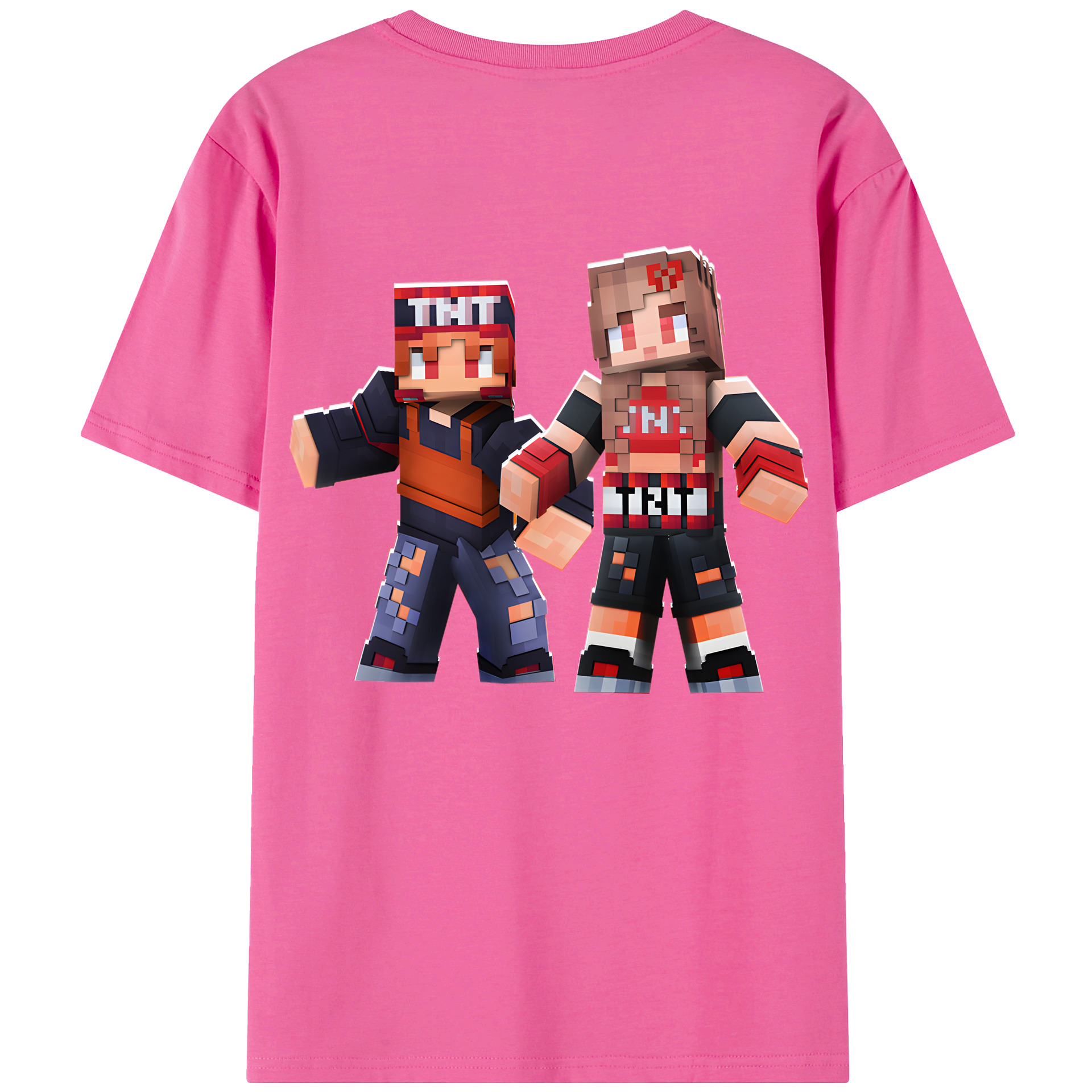 （画像用） マインクラフト ブロックの世界 Minecraft MC Block world レディース半袖Tシャツ(バックプリント)